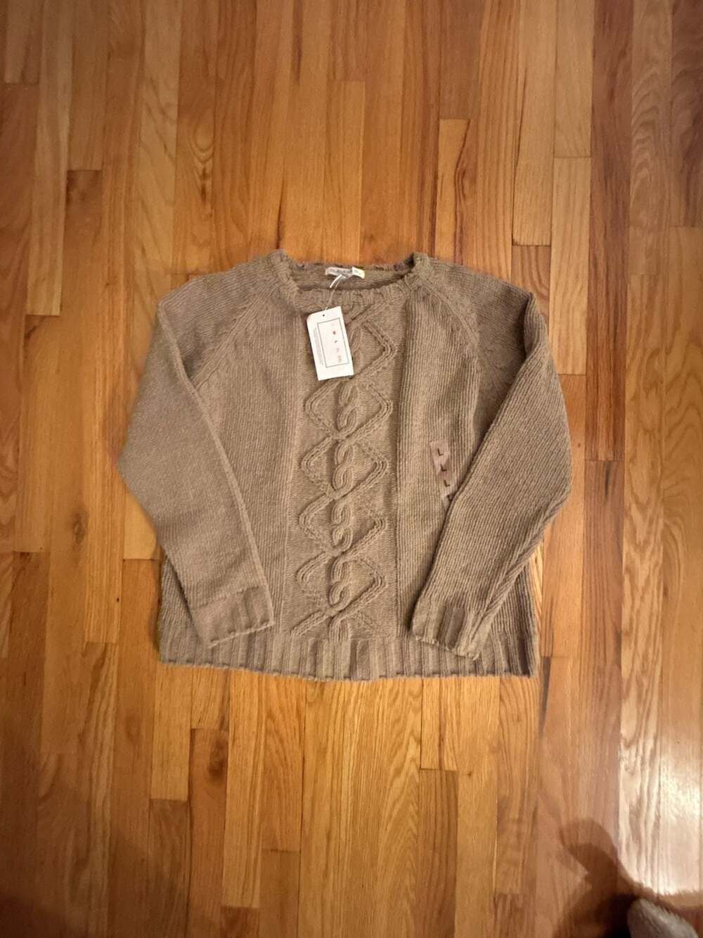 Claudia D. Cable Knit Sweater Size L Green Polyester